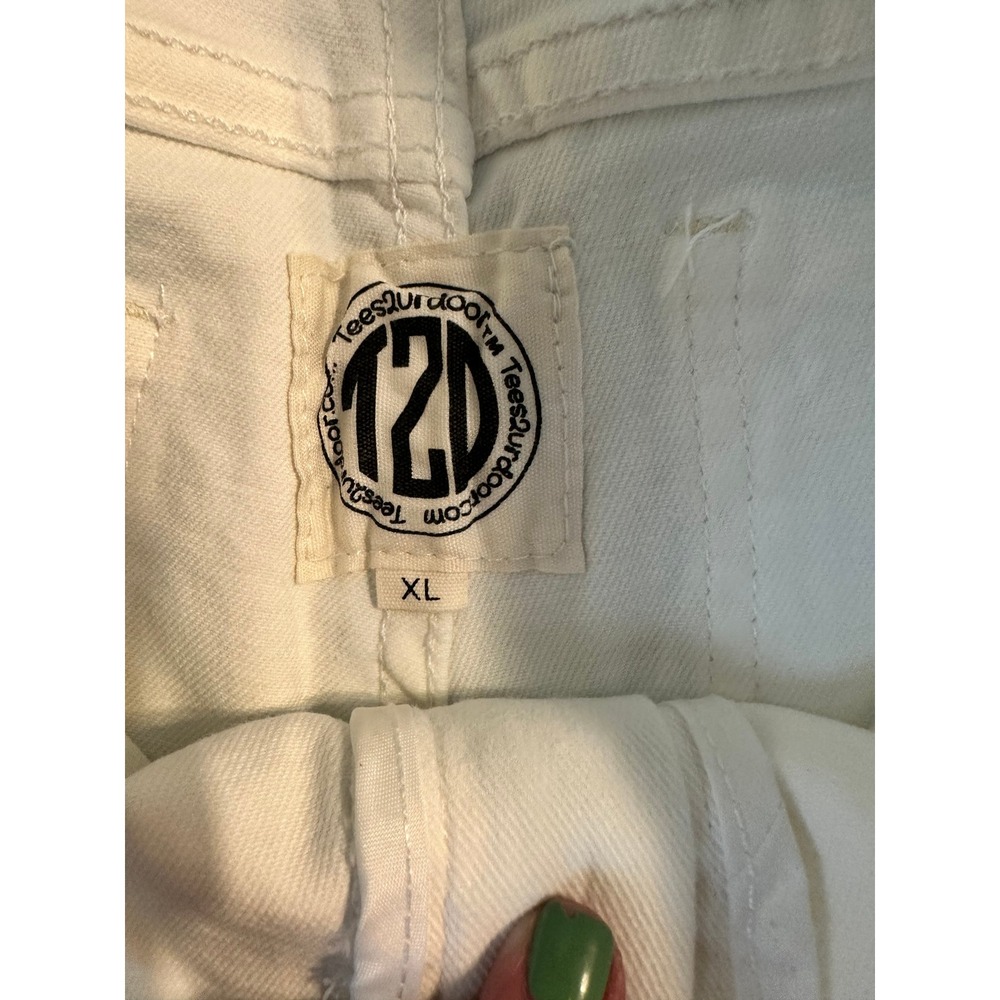 Tees2urdoor Women White Denim Cutoff Shorts XL New Raw Hem Frayed 5-Pocket - Picture 4 of 9